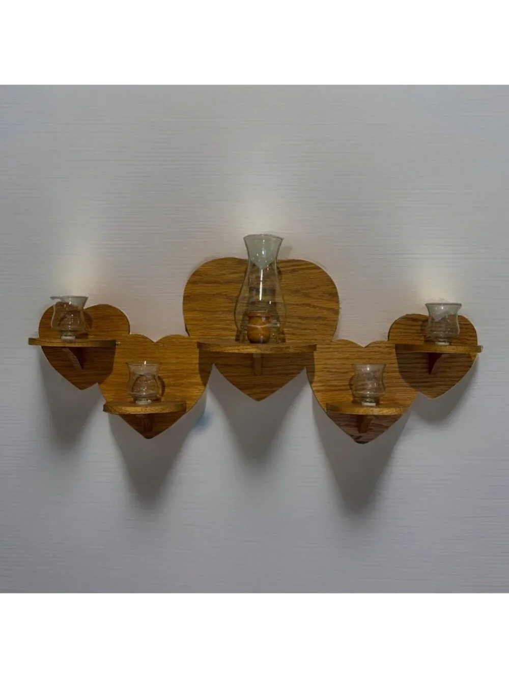 Vintage Wooden Heart Candle Wall Sconce Large 24.5